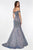 Cinderella Divine - KC19057 Off-Shoulder Glitter Mermaid Dress In Silver and Blue