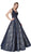 Cinderella Divine - KC19065 Long Glitter Accented Lace Ballgown In Blue