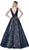 Cinderella Divine - KC19065 Long Glitter Accented Lace Ballgown In Blue