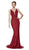 Cinderella Divine - KC19067 Sleeveless Deep V neck Embellished Gown In Red