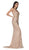 Cinderella Divine - KC19067 Sleeveless Deep V neck Embellished Gown In Nude