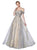 Cinderella Divine - KC19070 Embellished Lace Off-Shoulder Tulle Gown In Gray and Neutral