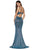 Cinderella Divine - KC871 Deep V-neck Mermaid Gown With Train In Blue
