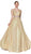 Cinderella Divine - KC873 Beaded Deep V-neck Glitter Ballgown In Neutral