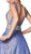Cinderella Divine - KC873 Beaded Deep V-neck Glitter Ballgown In Blue