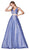 Cinderella Divine - KC873 Beaded Deep V-neck Glitter Ballgown In Blue