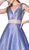 Cinderella Divine - KC873 Beaded Deep V-neck Glitter Ballgown In Blue