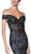 Cinderella Divine - KC874 Beaded Lace Off-Shoulder Trumpet Silhouette Evening Gown In Black and Purple