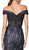 Cinderella Divine - KC874 Beaded Lace Off-Shoulder Trumpet Silhouette Evening Gown In Black and Purple