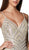 Cinderella Divine - KC875 Beaded Plunging V-neck Trumpet Dress In Silver
