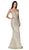 Cinderella Divine - KC875 Beaded Plunging V-neck Trumpet Dress In Silver