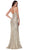Cinderella Divine - KC875 Beaded Plunging V-neck Trumpet Dress In Silver