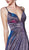 Cinderella Divine - KC878 Deep V-neck A-line Dress With Slit In Purple