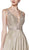 Cinderella Divine - KC879 Ornate Metallic Banded Glitter A-Line Gown In Neutral and Gold