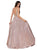 Cinderella Divine - KC879 Ornate Metallic Banded Glitter A-Line Gown In Pink