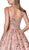 Cinderella Divine - KC882 Floral Print Plunging Ballgown In Pink and Gold