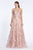 Cinderella Divine - KC891 Floral Applique Deep V-neck A-line Gown In Pink