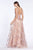 Cinderella Divine - KC891 Floral Applique Deep V-neck A-line Gown In Pink