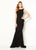 Cameron Blake - 219692W Bateau Neck Ruffle Detailed Trumpet Dress In Black