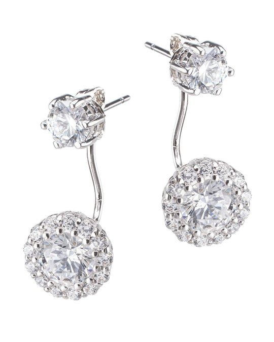 CZ By Kenneth Jay Lane - Halo Front To Back Earring In Silver