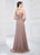 Montage by Mon Cheri - 218906 Hand-Beaded V-neck Chiffon A-line Dress in Brown