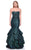 MNM Couture - KH059 Beaded Strapless Ruffled Mermaid Gown in Blue