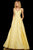 Sherri Hill - 52953 Deep V-neck A-line Dress With Train In Yellow