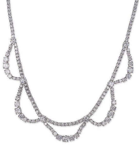 CZ By Kenneth Jay Lane - Graduated Draped Necklace In Silver