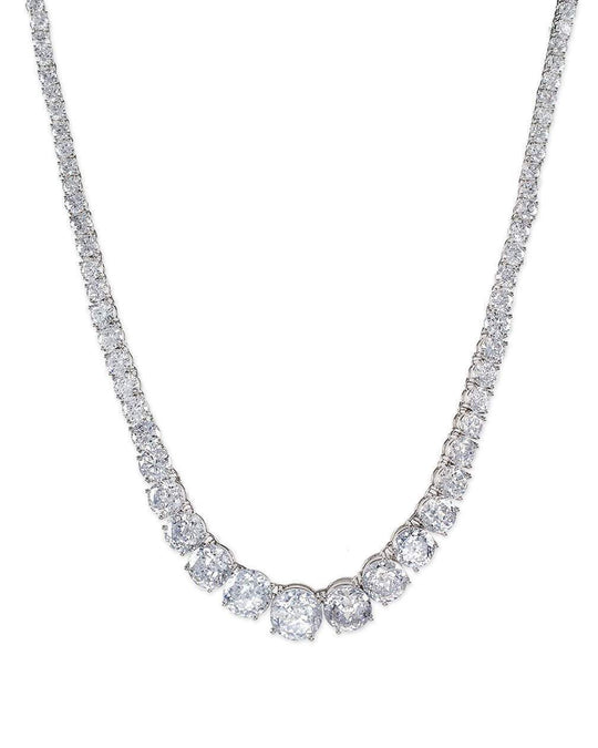 CZ By Kenneth Jay Lane - Graduated Round Necklace In Silver