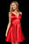Sherri Hill - 52291 Deep V Neck Spaghetti Strapped Satin Short Dress