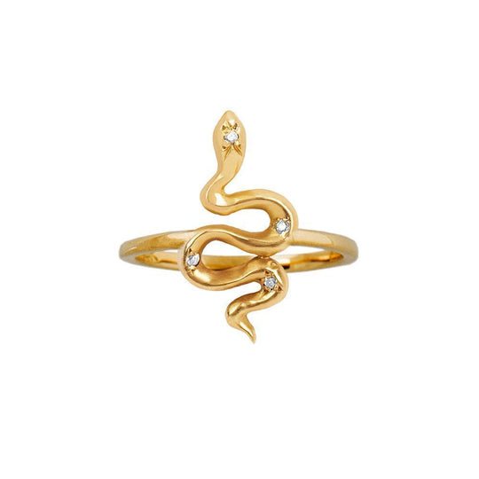 Logan Hollowell - NEW! 14k Kundalini Baby Snake Ring with Diamonds