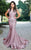 MNM Couture - L0001 Ruched V-Neck Mermaid Dress in Pink