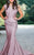 MNM Couture - L0001 Ruched V-Neck Mermaid Dress in Pink