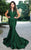 MNM Couture - L0001 Ruched V-Neck Mermaid Dress in Green