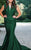 MNM Couture - L0001 Ruched V-Neck Mermaid Dress in Green