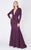 MNM COUTURE - L0002B Long Sleeve V-neck Trumpet Dress In Purple and Silver