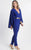 MNM COUTURE - L0025 Cape Sleeve Ankle Length Jumpsuit In Blue