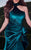 MNM COUTURE - L0038 Asymmetrical Choker-Style Wrap Velvet Gown In Green