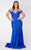 MNM COUTURE - L0044 Tapered V Neck Mermaid Gown In Blue