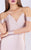 MNM COUTURE - L0044S V Neckline Illusion Long Sleeves Evening Gown In Pink and Nude