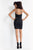 Rachel Allan LBD - L1124 Scroll Motif Sheath Cocktail Dress in Black