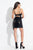 Rachel Allan LBD - L1143 Sequined V-neck Sheath Dress in Black