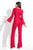 Rachel Allan LBD - L1156 Bell Sleeve Beaded Lace Jumpsuit in Red