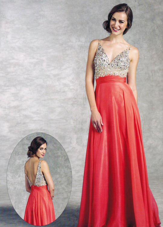 Aspeed - L1240 Bedazzled Sleeveless Deep V Neckline Prom Dress