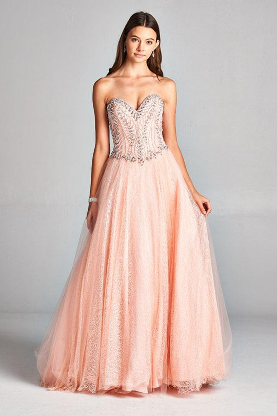 Aspeed - Jeweled Sweetheart Bodice Ballgown - Pink