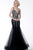Jovani - 63659 V-Neck Embellished Mermaid Dress In Black and Multi