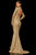 Sherri Hill - 52916 Beaded Long Sleeve Sexy Open Back Dress In Gold