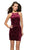La Femme - 26663 Strappy High Halter Fitted Cocktail Dress in Red