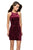 La Femme - 26663 Strappy High Halter Fitted Cocktail Dress in Red