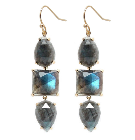 Triple Drop Gemstone Earring - Labradorite